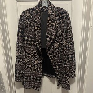Free People Black and Cream Paisley Patterned Jacket